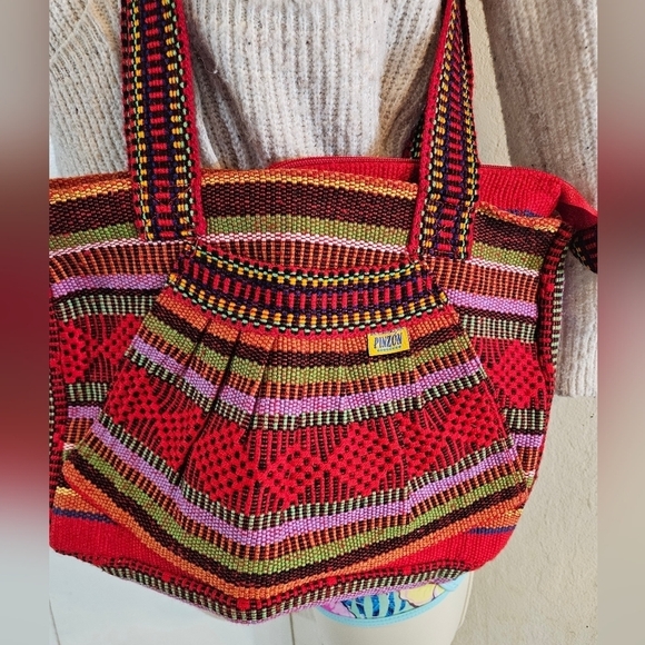 Hand Crafted bag multicolored tote style Pinzon Artesanias Handmade embroidery - Picture 15 of 17